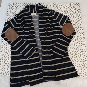 Bo Bel Boutique stripe suede patch cardigan medium